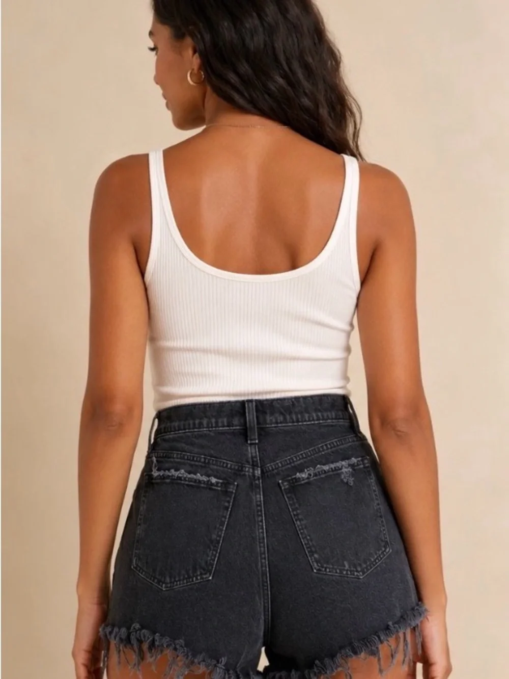 Abercrombie & Fitch Black Frayed Denim Shorts